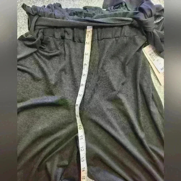 URBANOLOGY BLACK PAPERBAG WIDE LEG PANTS - Picture 6 of 8